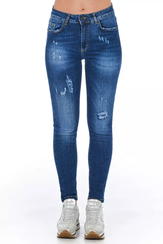 Blue Worn Wash Frankie Morello Women's Slim Fit Jeans