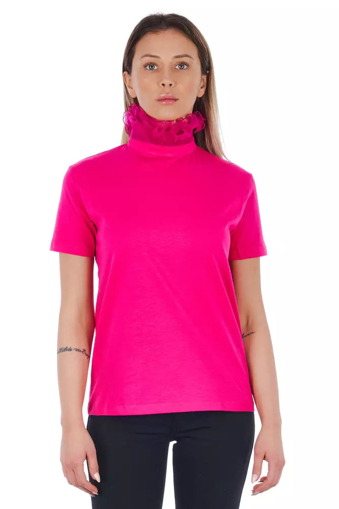 Proseviolet High Neck Short Sleeve T-shirt With Lace