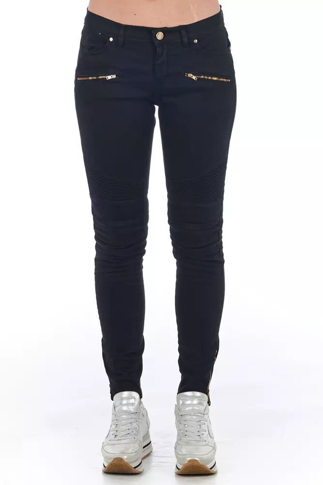 Jeans by Frankie Morello for women in stretch denim cotton black presents a refined pantology silhouette, artfully defined by a refined pantology skinny, long, and a sophisticated .