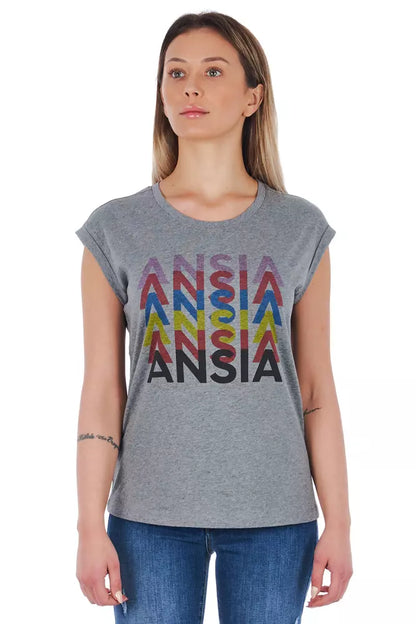 Grey Melange T-shirt With Front Print