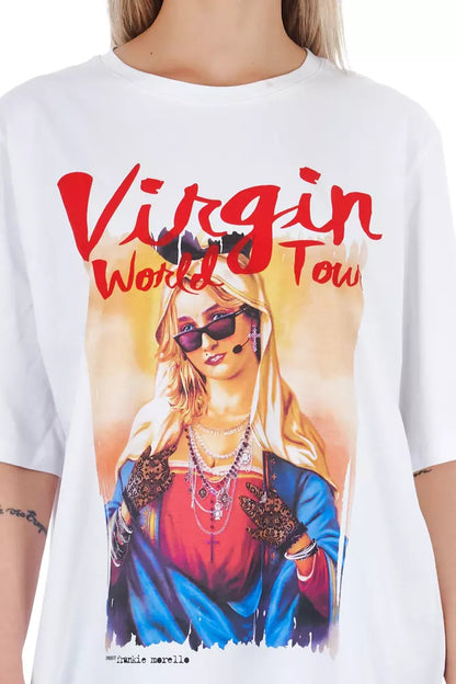 Optical White Oversized T-shirt With Front And Back Print