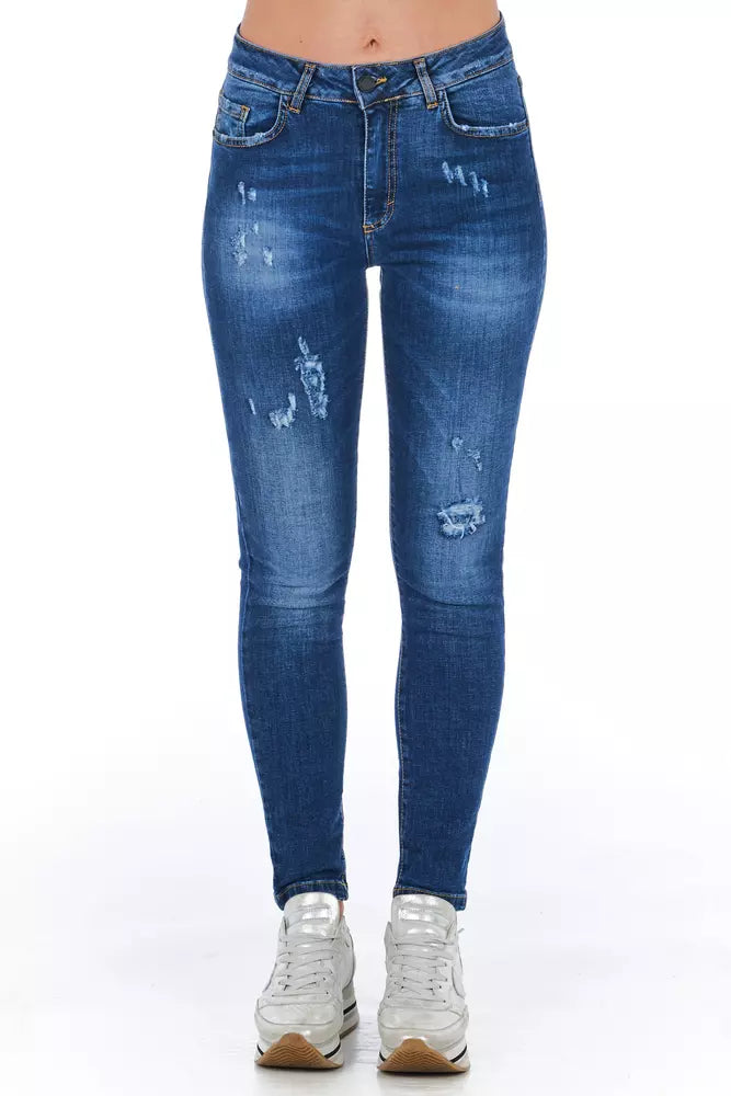 Blue Worn Wash Frankie Morello Women's Slim Fit Jeans