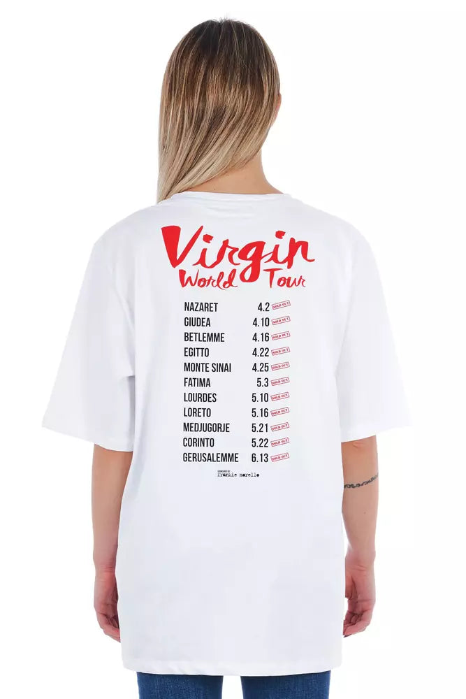 Optical White Oversized T-shirt With Front And Back Print