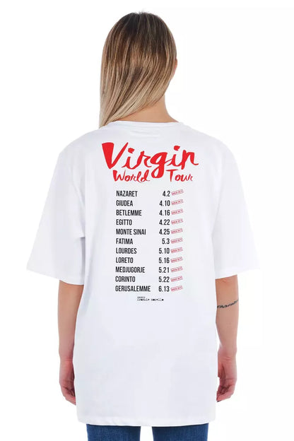 Optical White Oversized T-shirt With Front And Back Print