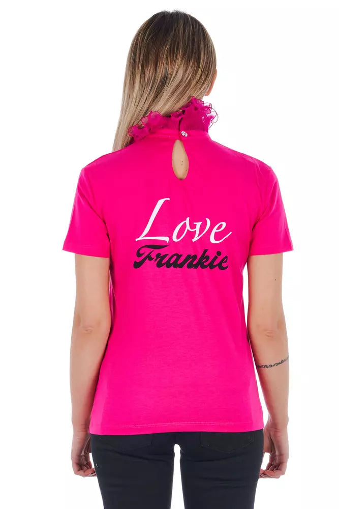 Proseviolet High Neck Short Sleeve T-shirt With Lace