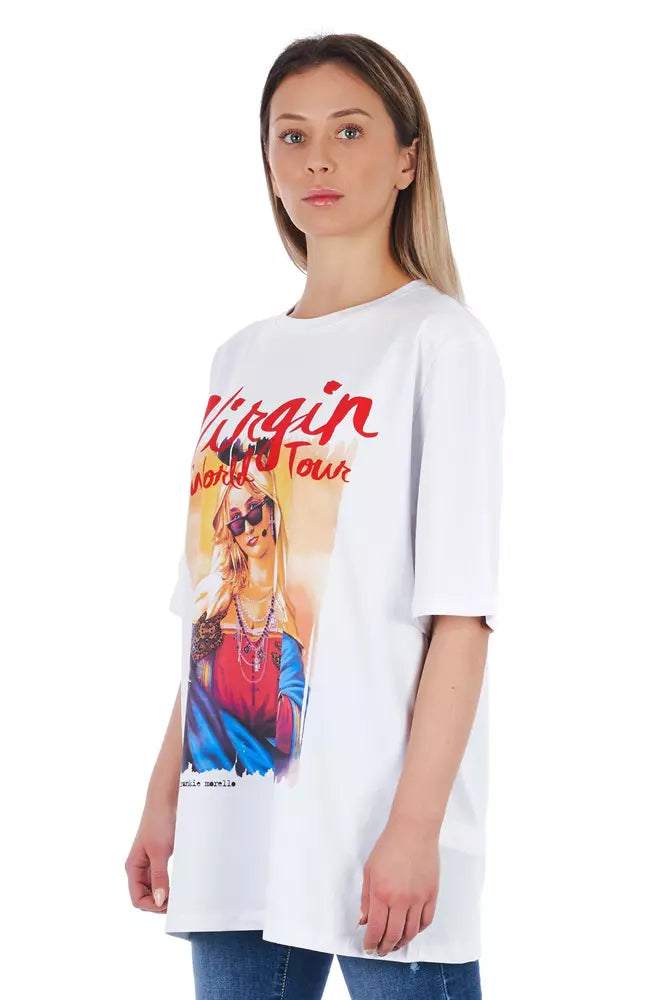 Optical White Oversized T-shirt With Front And Back Print
