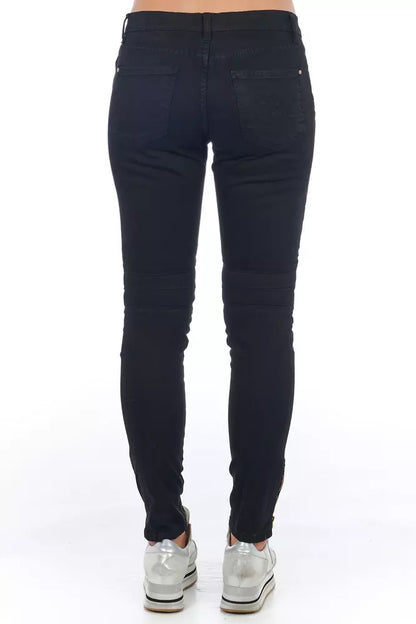 Frankie Morello Women's Black Cotton Slim Fit Jeans