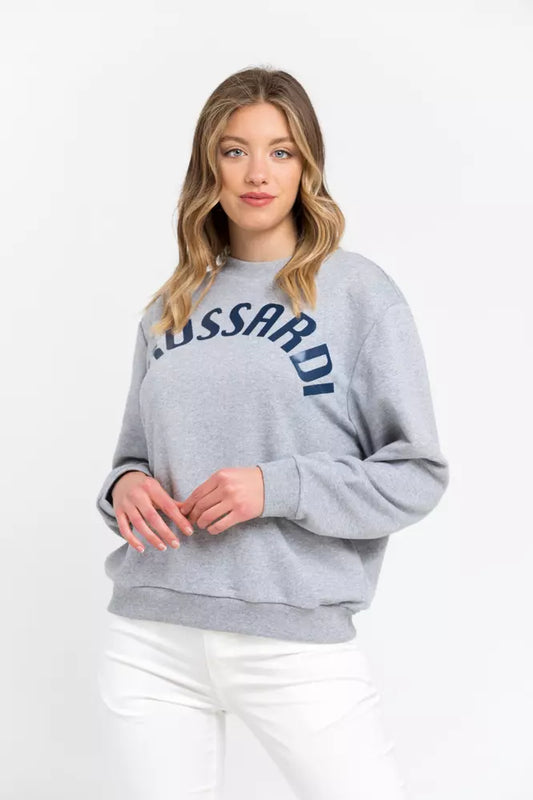 Trussardi Women's Gray Cotton Round Neck Sweatshirt Sweater