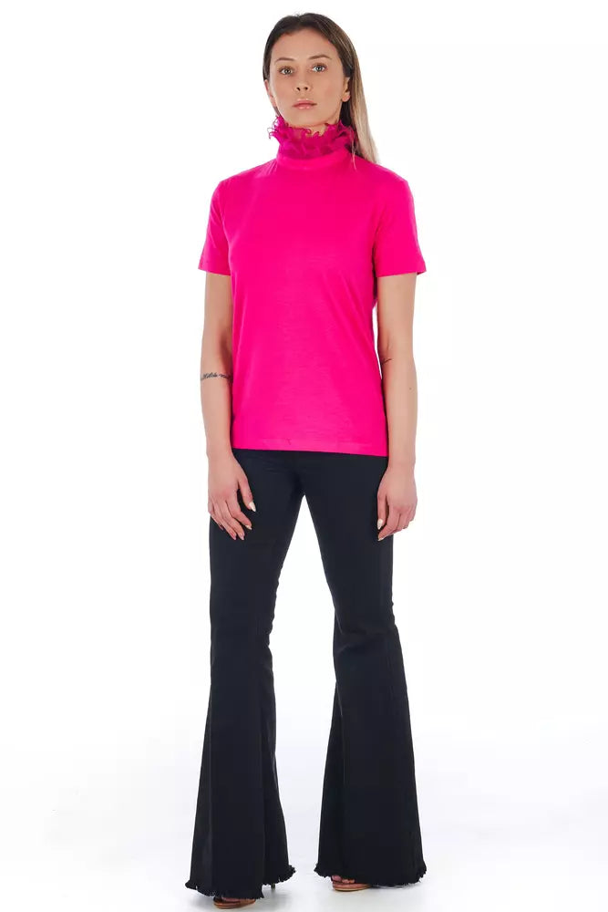 Proseviolet High Neck Short Sleeve T-shirt With Lace