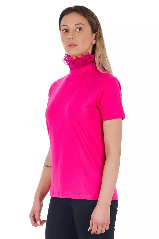 Proseviolet High Neck Short Sleeve T-shirt With Lace