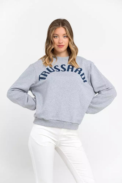 Trussardi Women's Gray Cotton Round Neck Sweatshirt Sweater