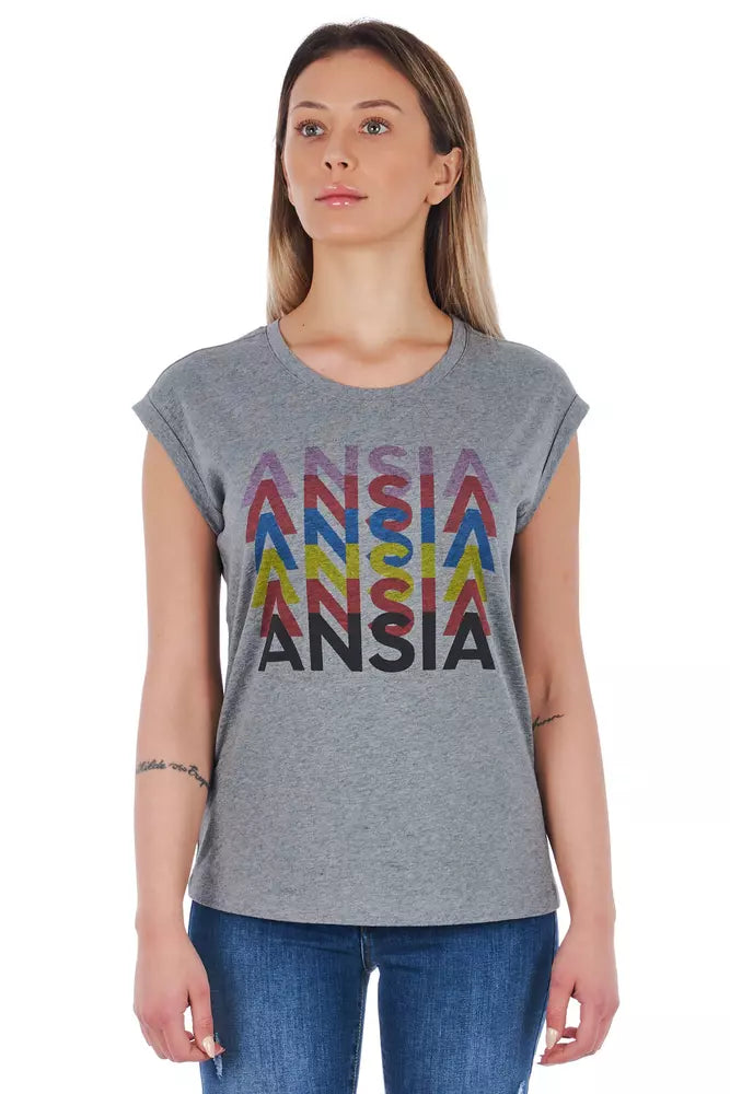 Grey Melange T-shirt With Front Print
