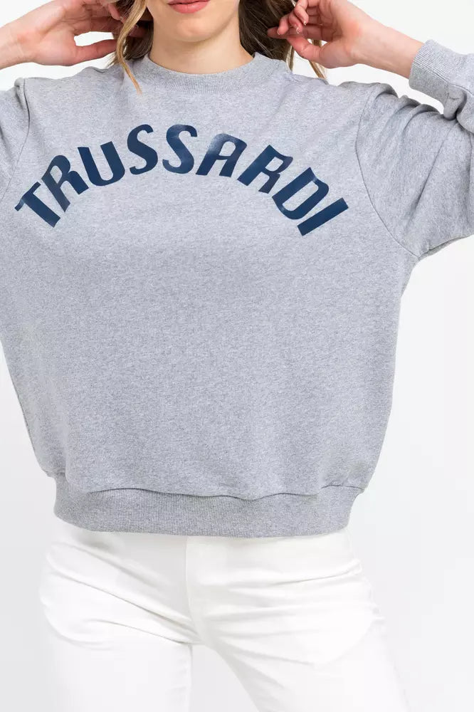 Trussardi Women's Gray Cotton Round Neck Sweatshirt Sweater