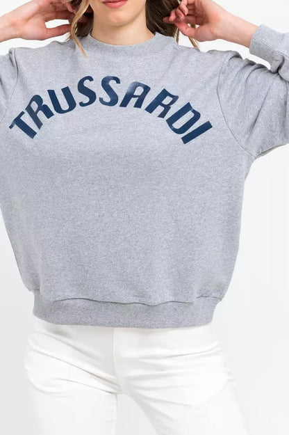 Trussardi Women's Gray Cotton Round Neck Sweatshirt Sweater
