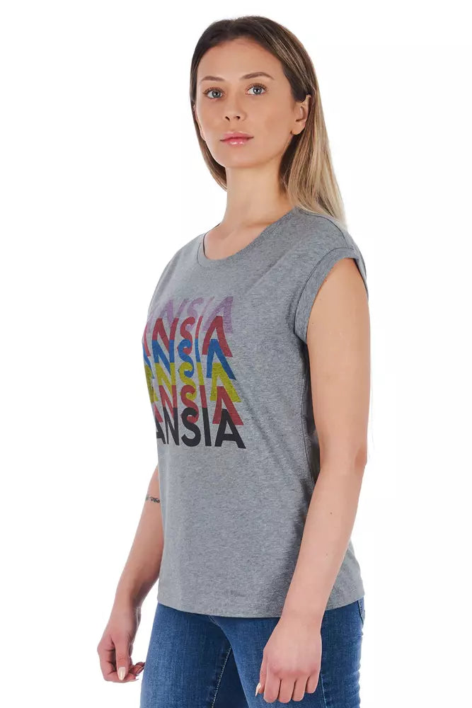 Grey Melange T-shirt With Front Print