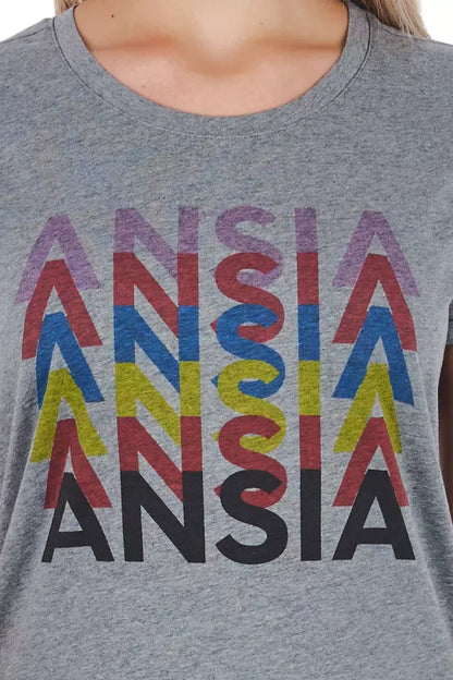 Grey Melange T-shirt With Front Print