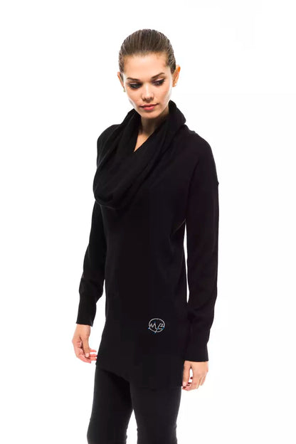 Sweater by Montana Blu for women in wool black showcases a sumptuous silhouette, artfully finished with a sumptuous high-collar neckline and for a sophisticated, sumptuous look.