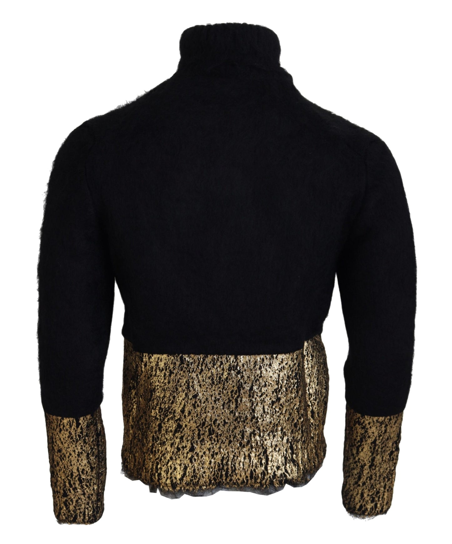 Dolce & Gabbana Men's Black Gold Turtleneck Mohair Pullover Mens Sweater