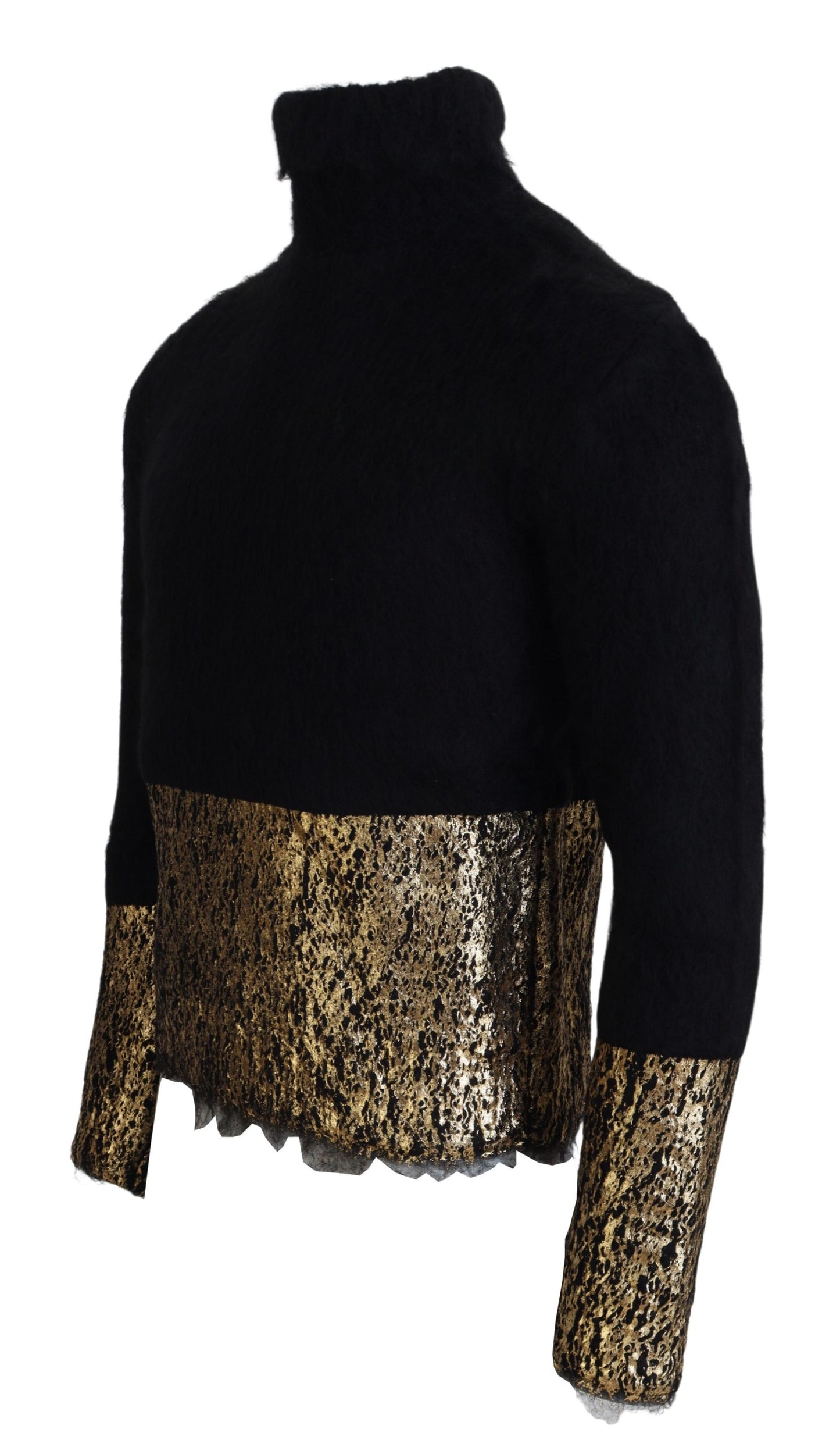 Dolce & Gabbana Men's Black Gold Turtleneck Mohair Pullover Mens Sweater