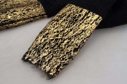 Dolce & Gabbana Men's Black Gold Turtleneck Mohair Pullover Mens Sweater