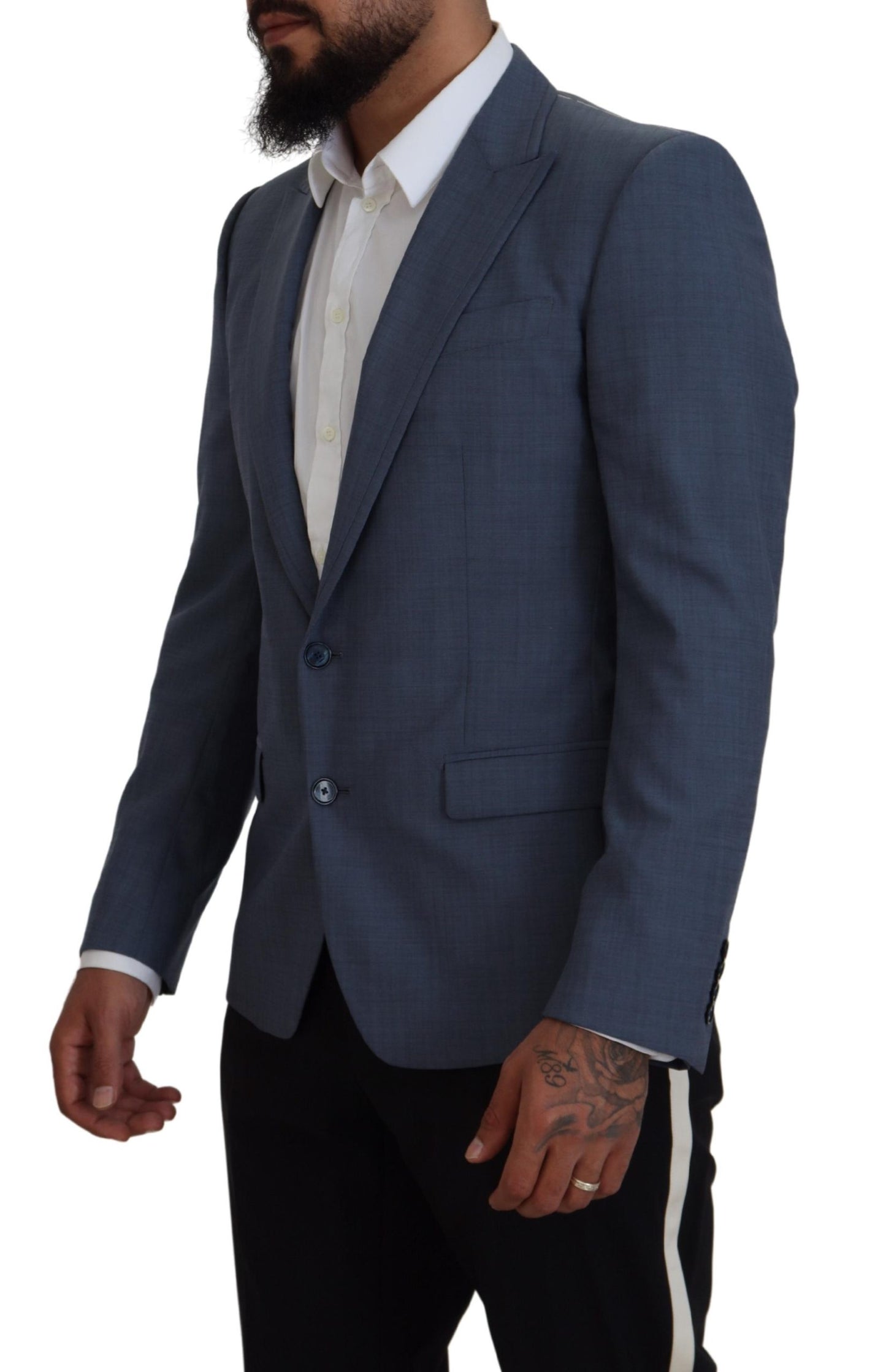 Dolce & Gabbana Men's Blue Wool Stretch Slim Fit Jacket Blazer