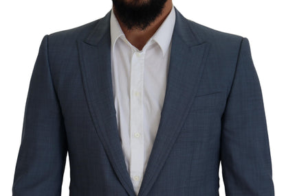 Dolce & Gabbana Men's Blue Wool Stretch Slim Fit Jacket Blazer