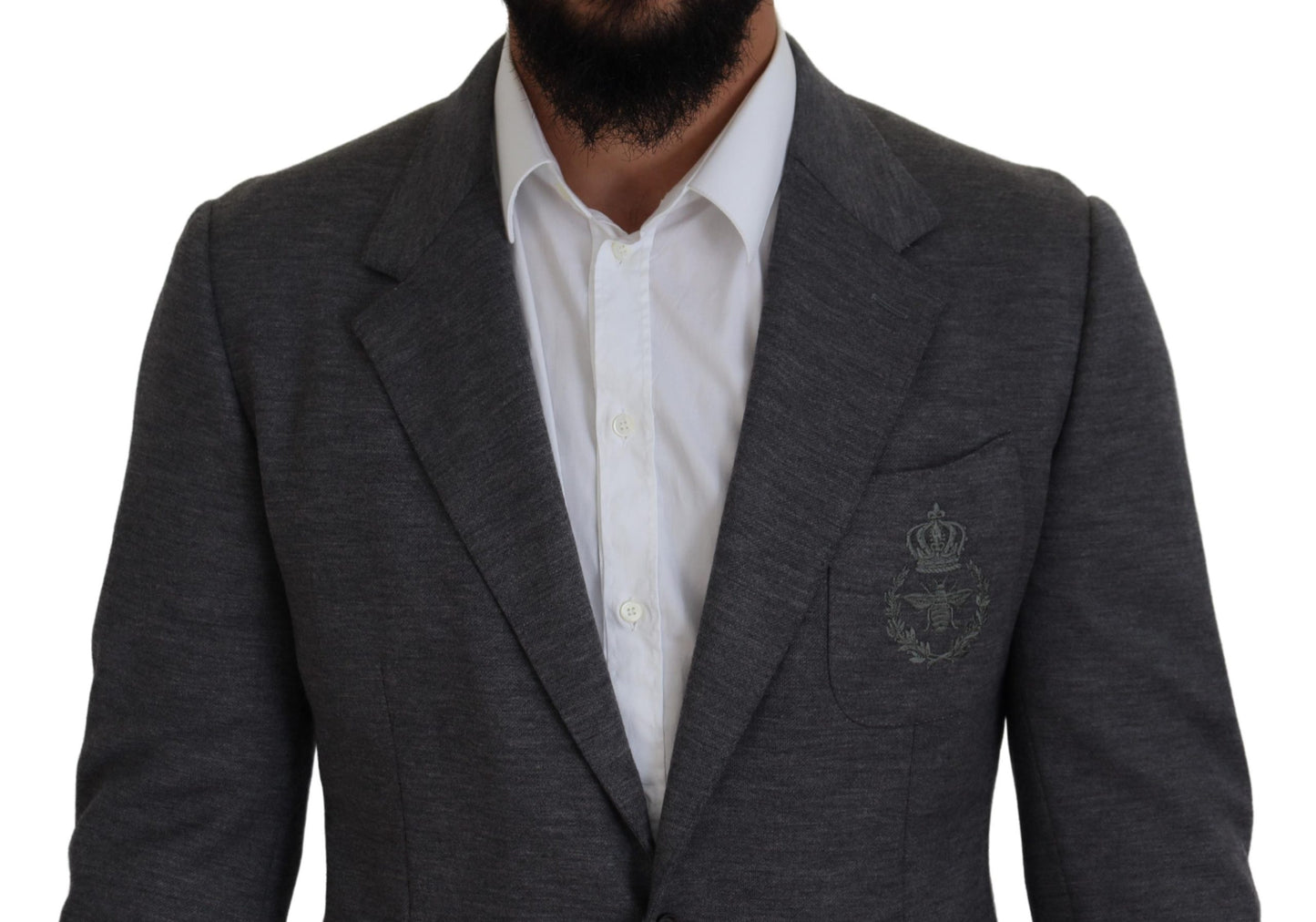 Dolce & Gabbana Men's Gray Wool Stretch Slim Fit Jacket Blazer