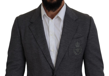 Dolce & Gabbana Men's Gray Wool Stretch Slim Fit Jacket Blazer