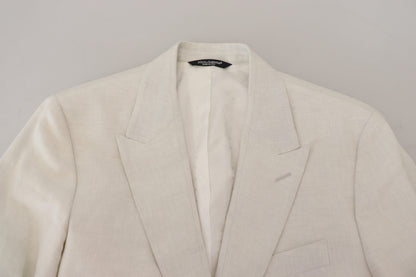 Dolce & Gabbana Men's White Linen Slim Fit Jacket Blazer