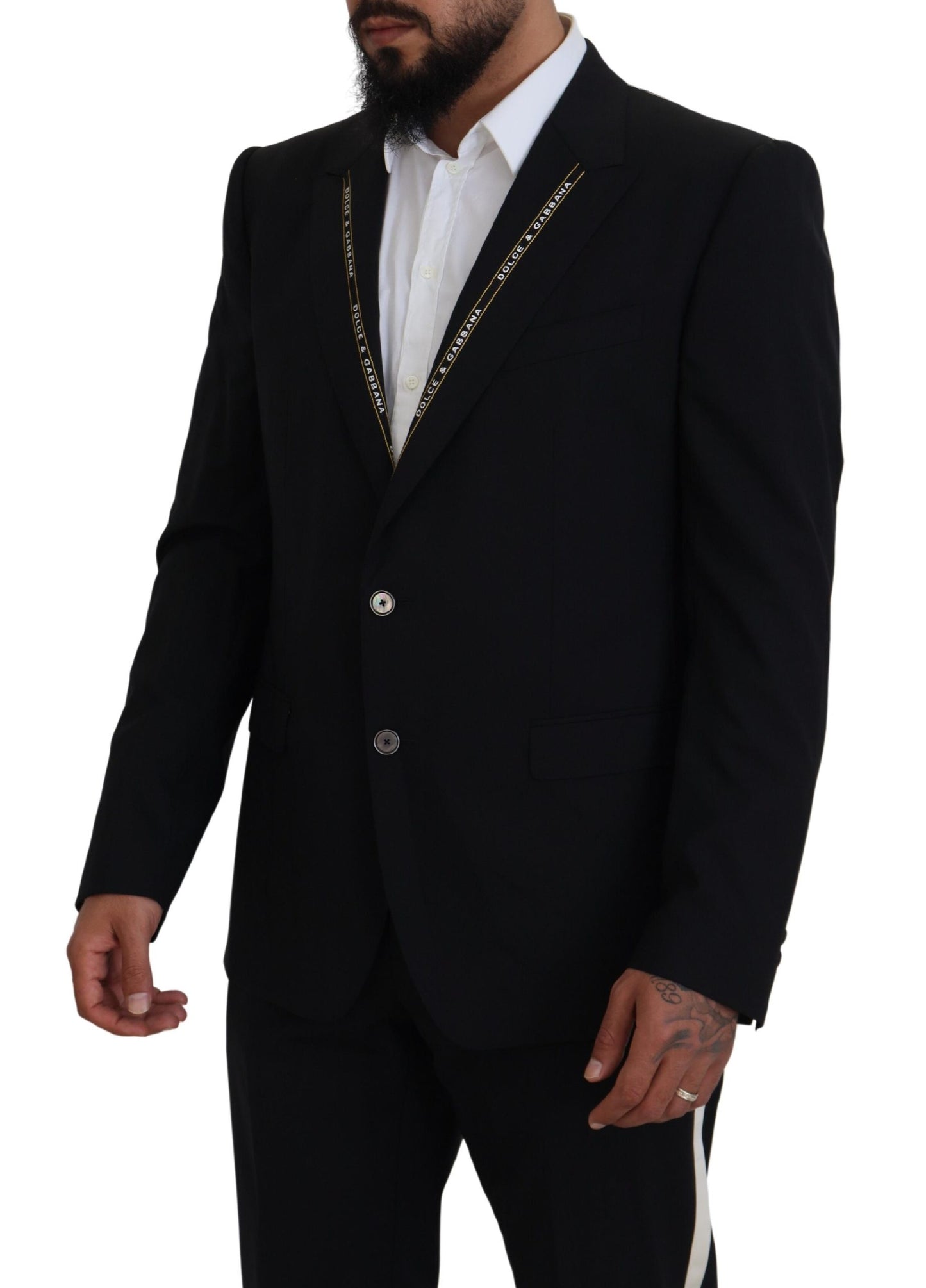 Dolce & Gabbana Men's Black Wool Stretch Slim Fit Jacket Blazer