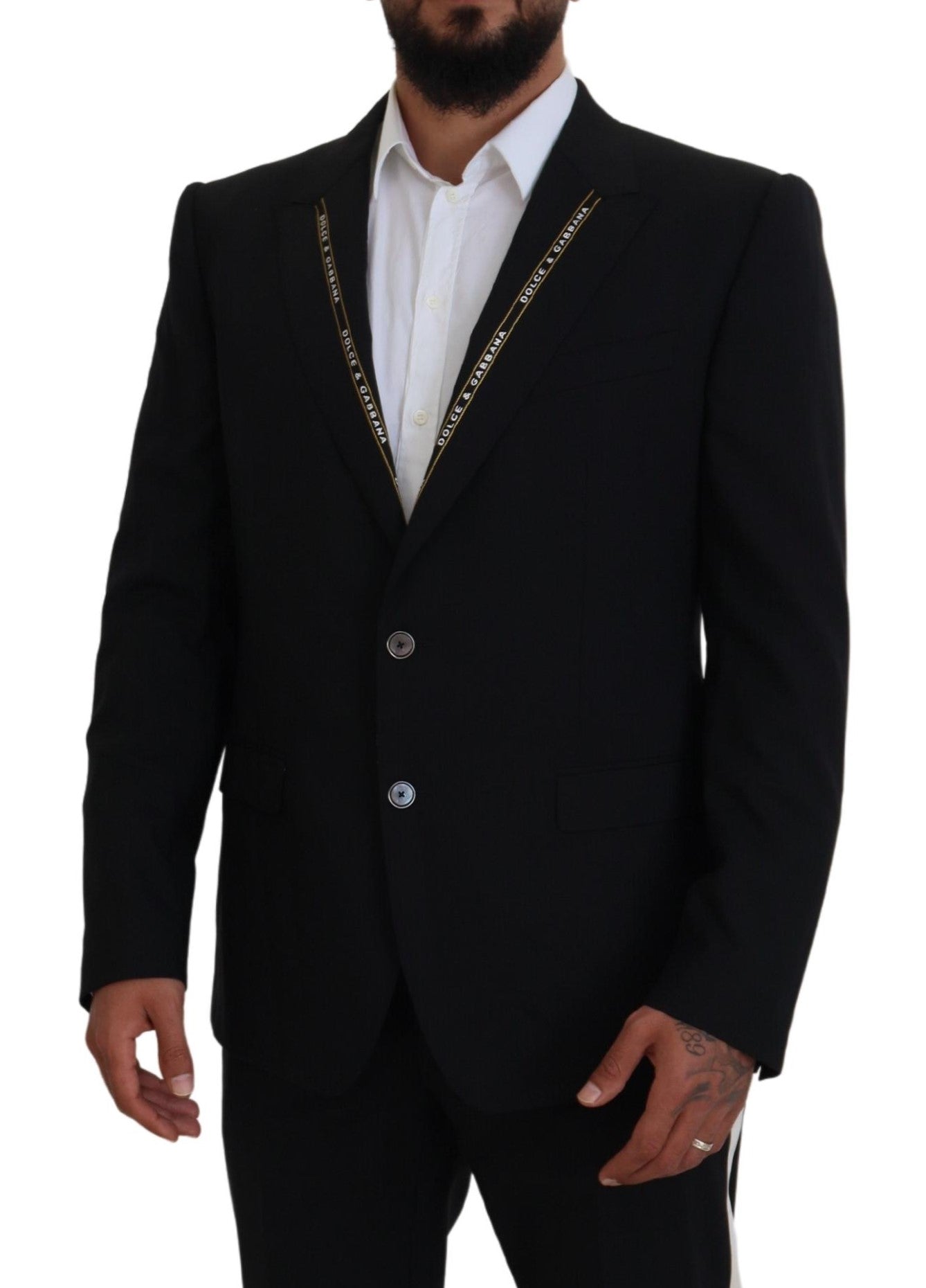 Dolce & Gabbana Men's Black Wool Stretch Slim Fit Jacket Blazer