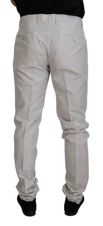 Dolce & Gabbana Men's Off White Silk Mid Waist Chino Pants