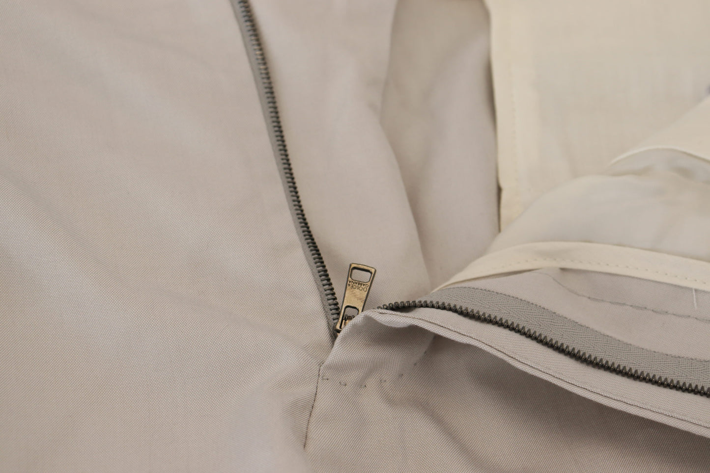 Dolce & Gabbana Men's Off White Silk Mid Waist Chino Pants
