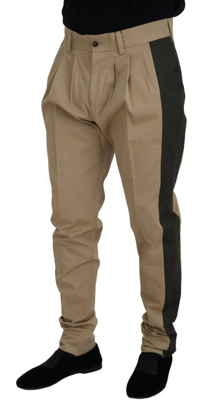 Dolce & Gabbana Men's Brown Black Cotton Chino Men Pants