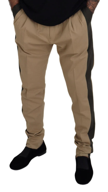 Dolce & Gabbana Men's Brown Black Cotton Chino Men Pants