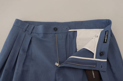 Dolce & Gabbana Men's Blue Linen Chino Formal Pants