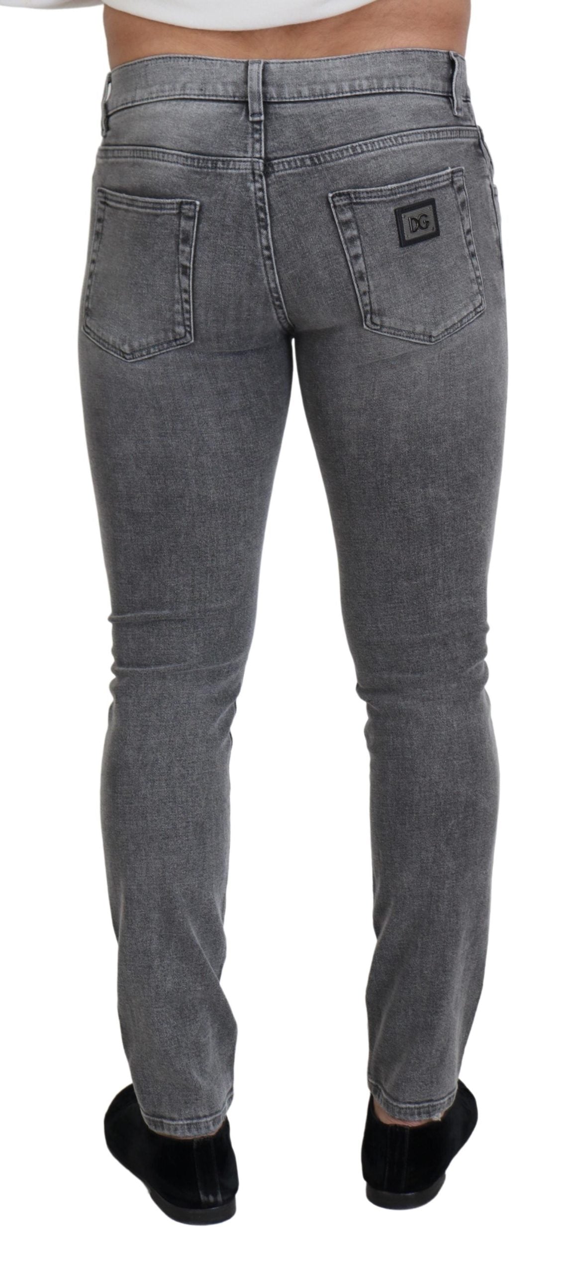 Dolce & Gabbana Men's Grey Washed Cotton Skinny Denim Jeans