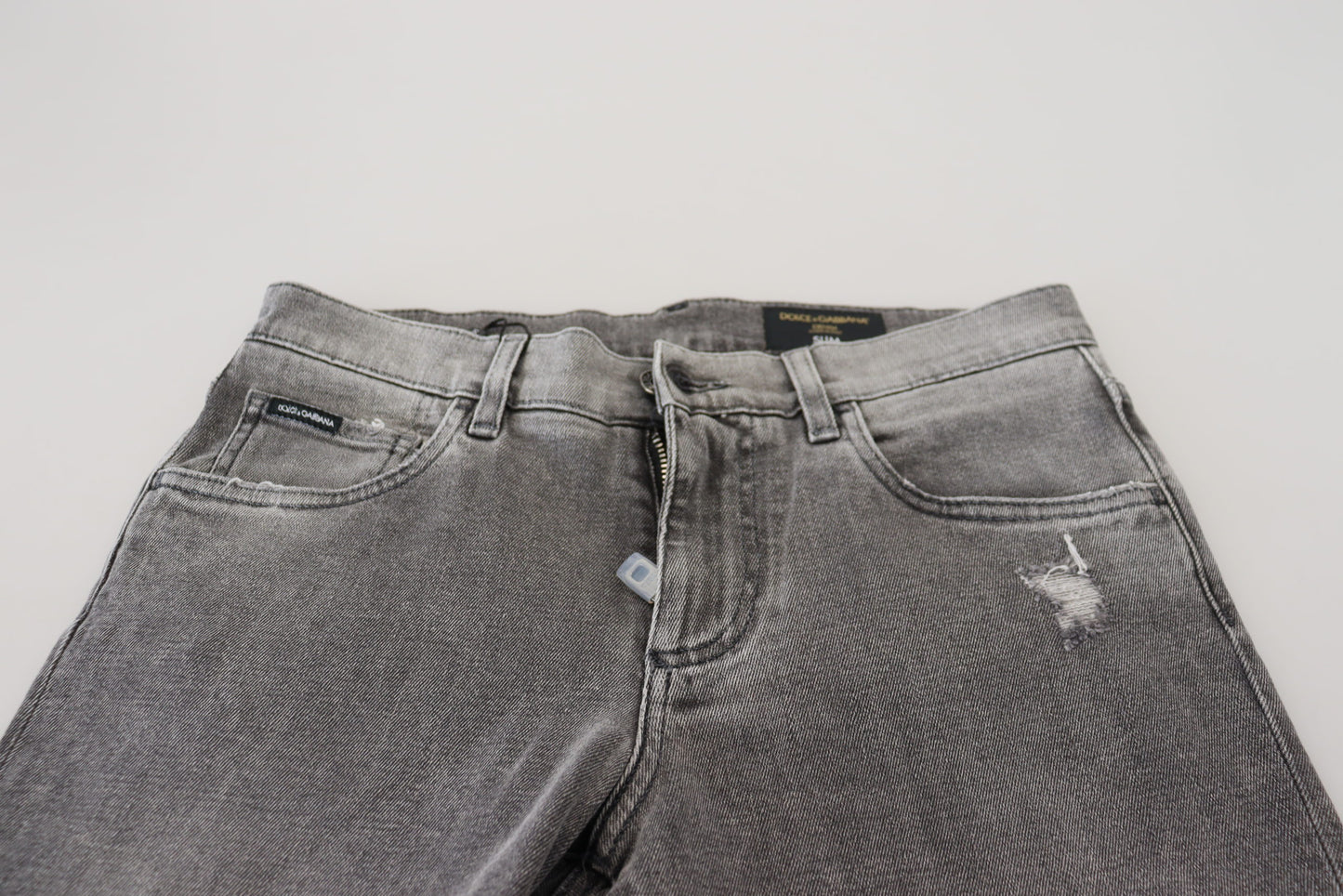 Dolce & Gabbana Men's Grey Washed Cotton Skinny Denim Jeans