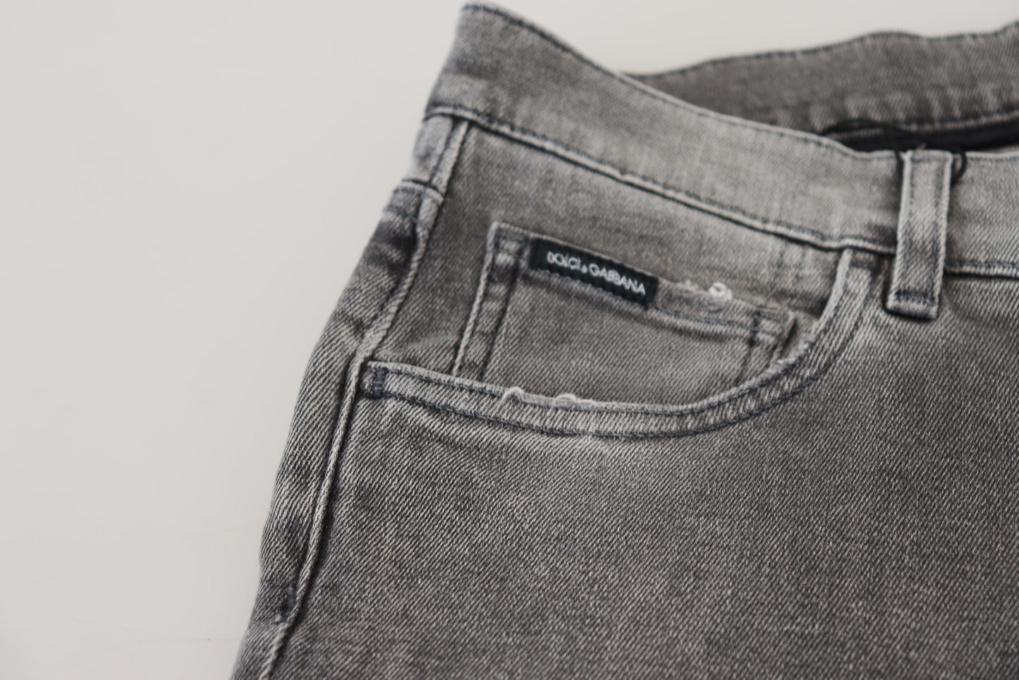 Dolce & Gabbana Men's Grey Washed Cotton Skinny Denim Jeans
