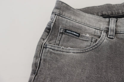 Dolce & Gabbana Men's Grey Washed Cotton Skinny Denim Jeans