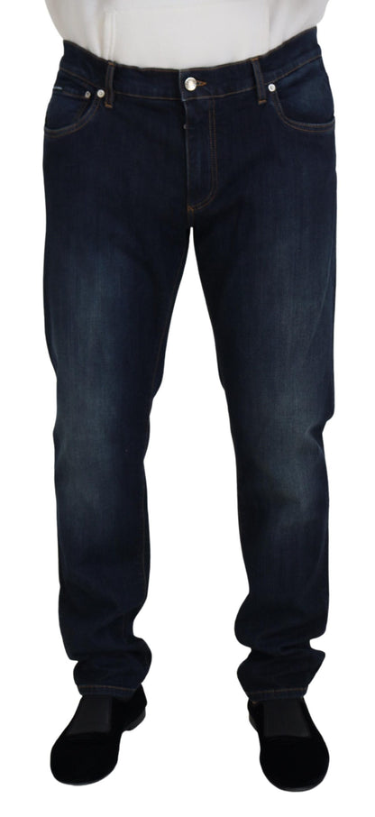 Dolce & Gabbana Men's Blue Cotton Straight Fit Casual Denim Jeans