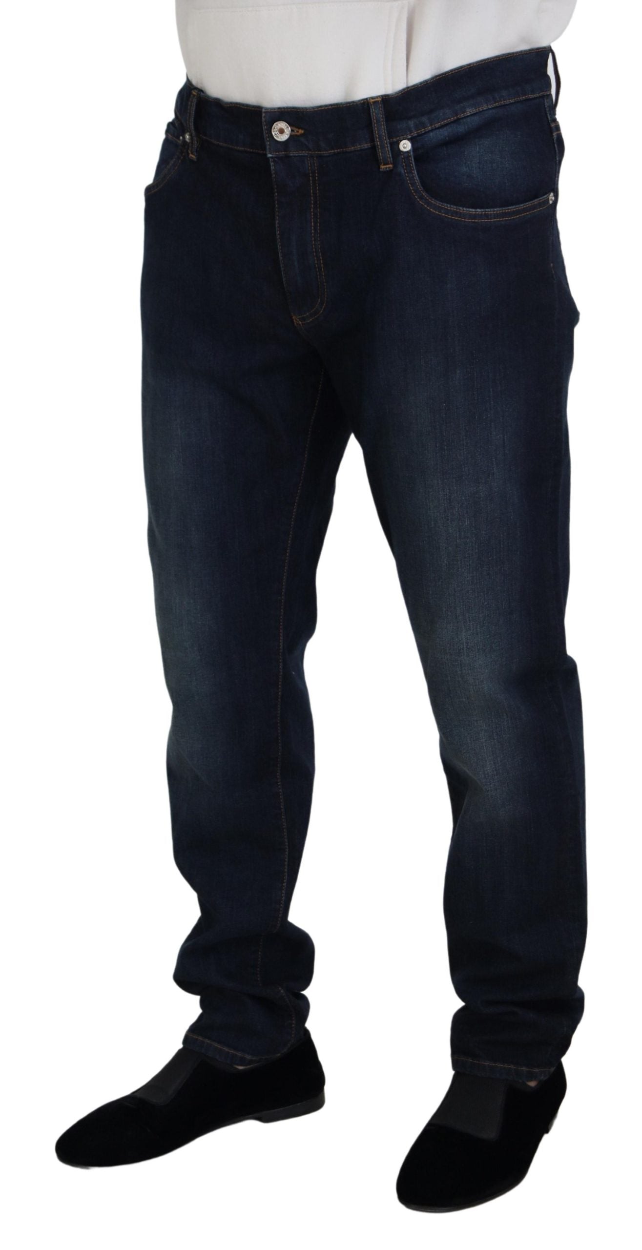 Dolce & Gabbana Men's Blue Cotton Straight Fit Casual Denim Jeans