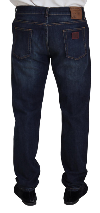 Dolce & Gabbana Men's Blue Cotton Straight Fit Casual Denim Jeans
