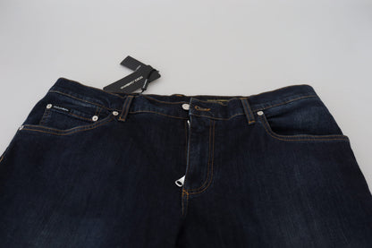 Dolce & Gabbana Men's Blue Cotton Straight Fit Casual Denim Jeans