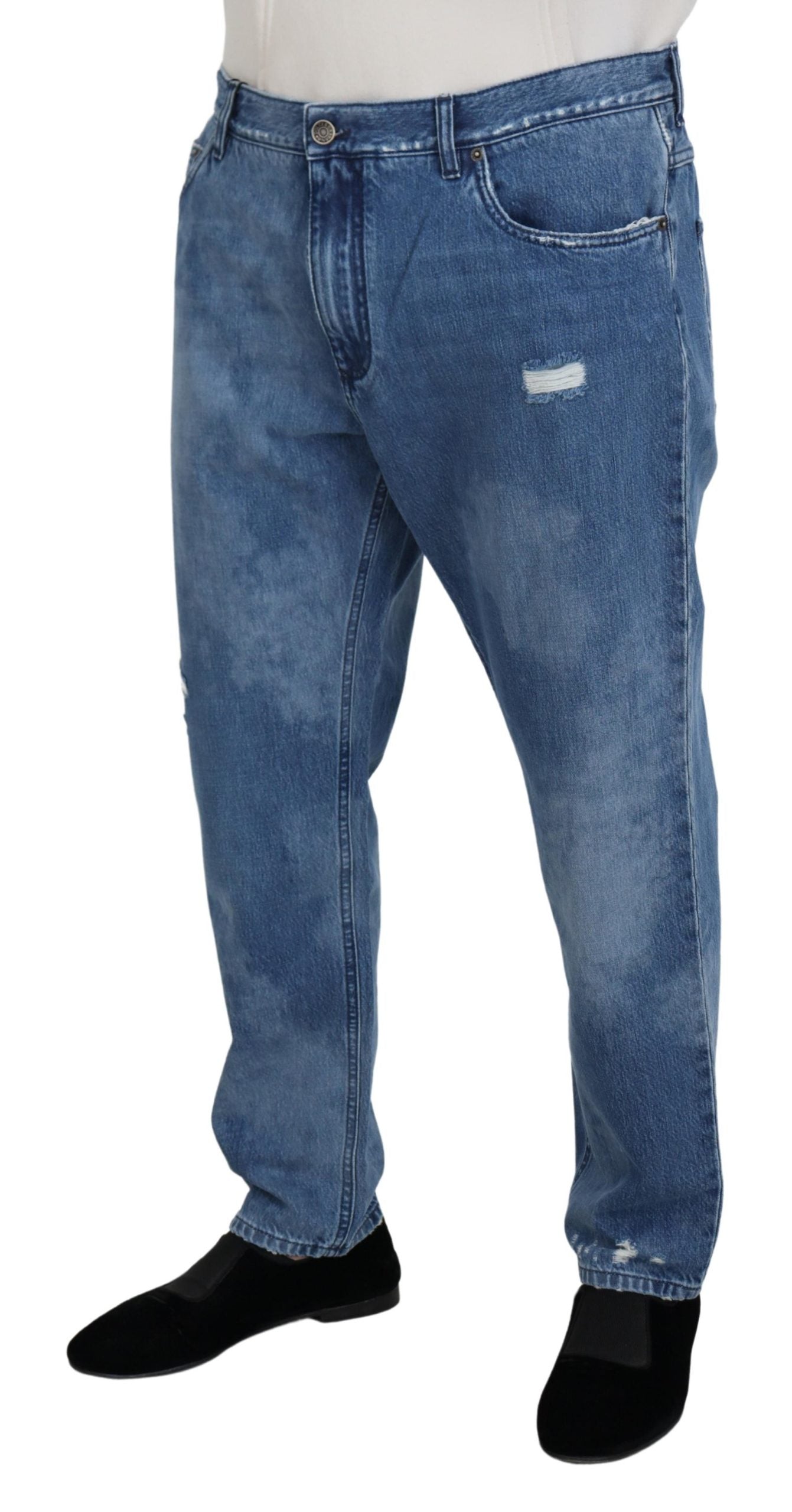 Dolce & Gabbana Men's Blue Washed Cotton Casual Denim Jeans