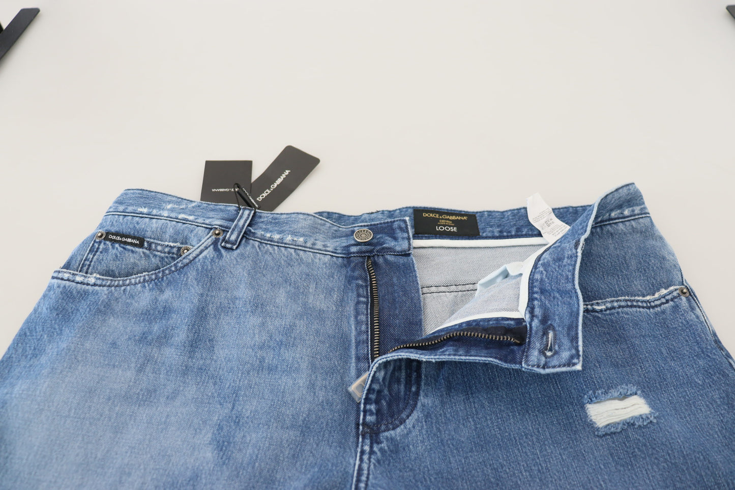 Dolce & Gabbana Men's Blue Washed Cotton Casual Denim Jeans