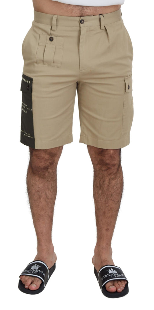 Dolce & Gabbana Men's Beige Cotton Cargo Bermuda Shorts