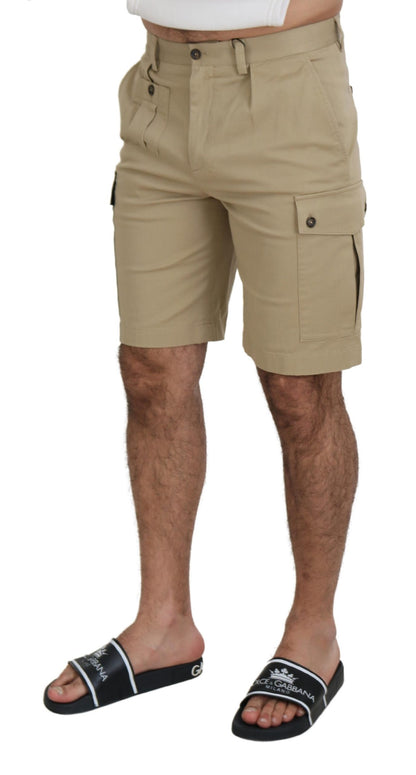 Dolce & Gabbana Men's Beige Cotton Cargo Bermuda Shorts