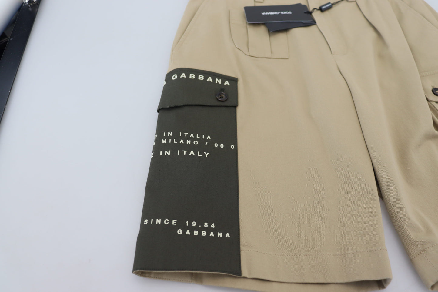 Dolce & Gabbana Men's Beige Cotton Cargo Bermuda Shorts