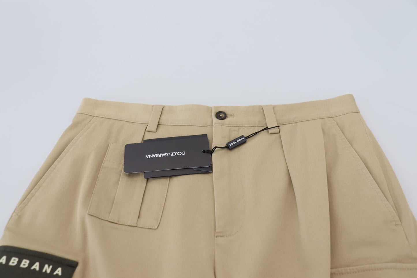 Dolce & Gabbana Men's Beige Cotton Cargo Bermuda Shorts
